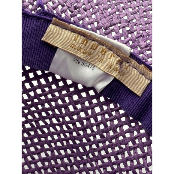 Inverni Hat Purple Raffia Flower Trim Sun Beach Garden Party Floppy Italy main image 7